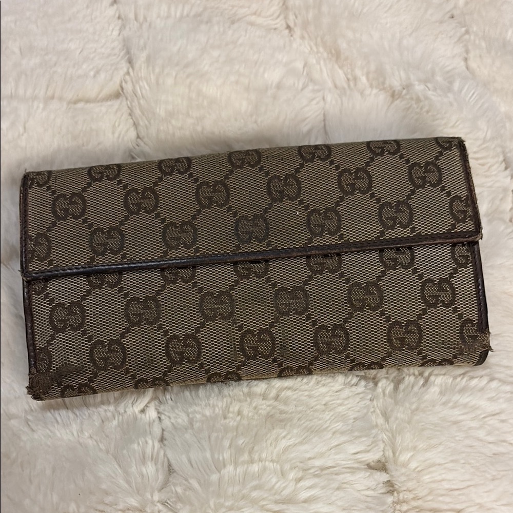 Gucci Beige and Brown Monogram Clutch